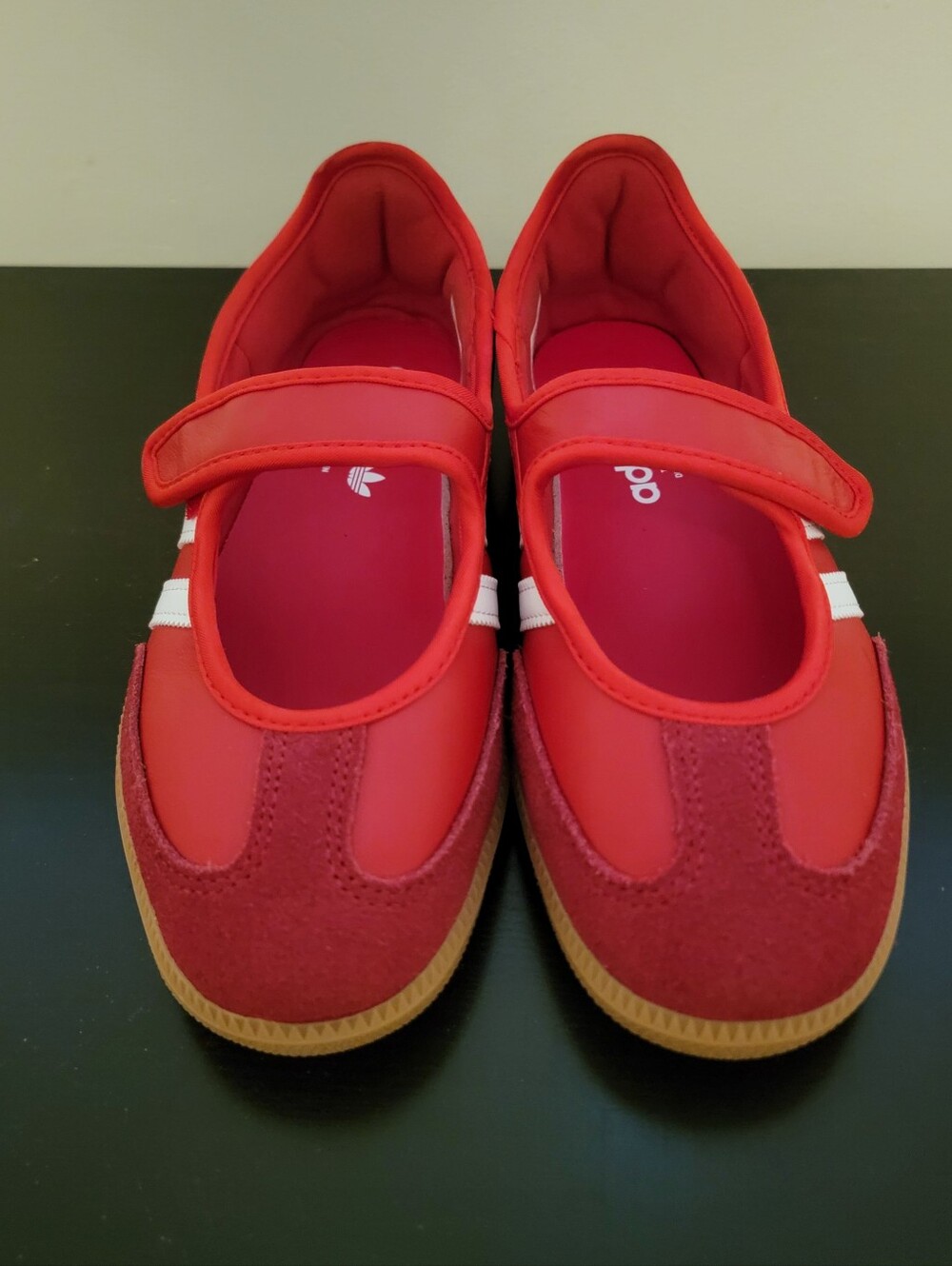 adidas Red Mary Jane Sneakers with Gum Sole